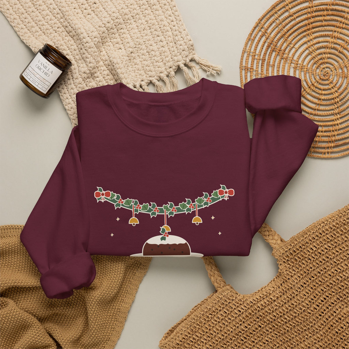 Tis the Season to Be Jolly Sweatshirt, Christmas Oliphant Quote Crewneck with Holly Swag