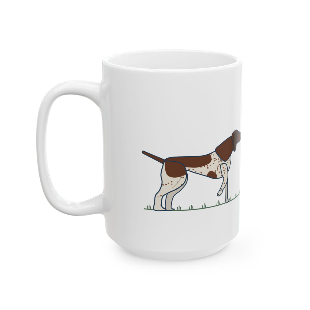 Large 15oz German Shorthaired Pointer Mug - Pointing at a Leaf. Very Seriously.