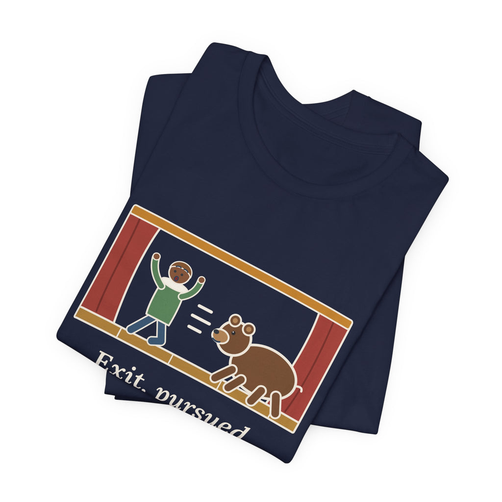 Shakespeare Quote T-Shirt, Exit, Pursued by a Bear, Theatre Stage Chase Tee