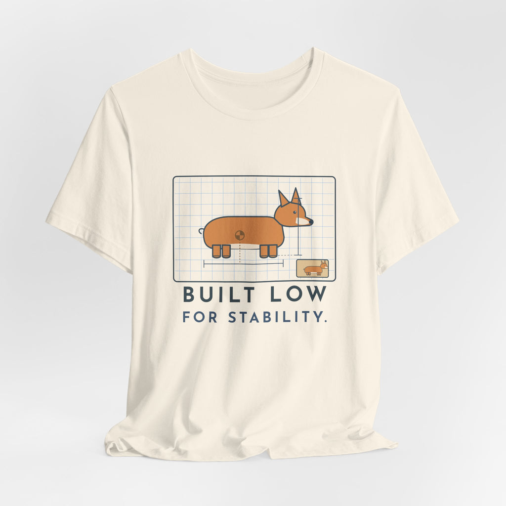 Corgi T-Shirt - Built Low for Stability Corgi Owner Blueprint Tee