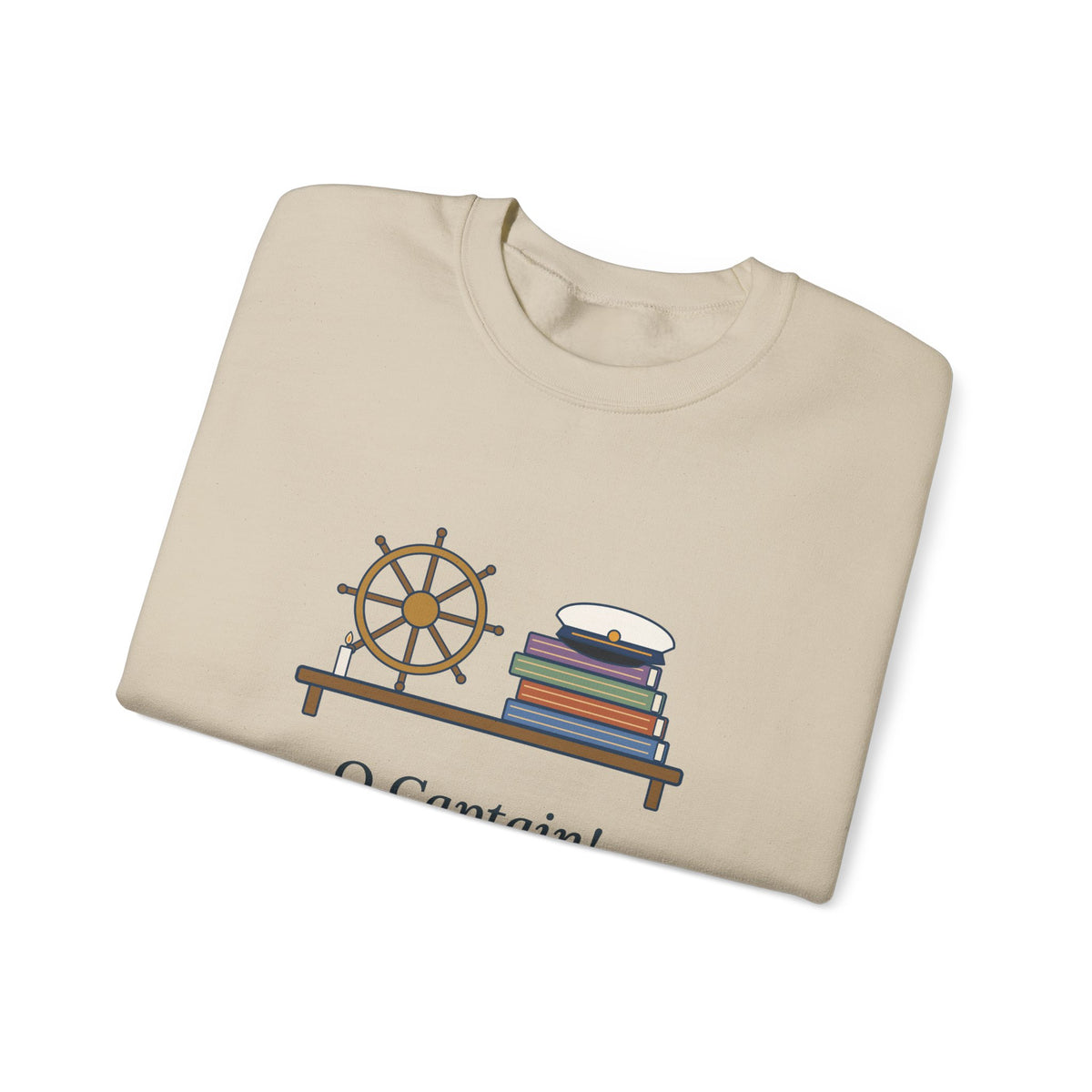 O Captain My Captain Sweatshirt, Teacher Walt Whitman Quote Crewneck with Captain's Desk