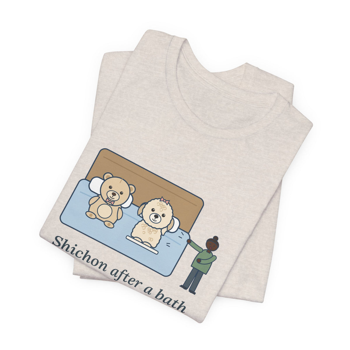 Funny Shichon T-Shirt, After a Bath Looks Exactly Like the Stuffed Bear She Sleeps Next To, Bath Day Twin Tee
