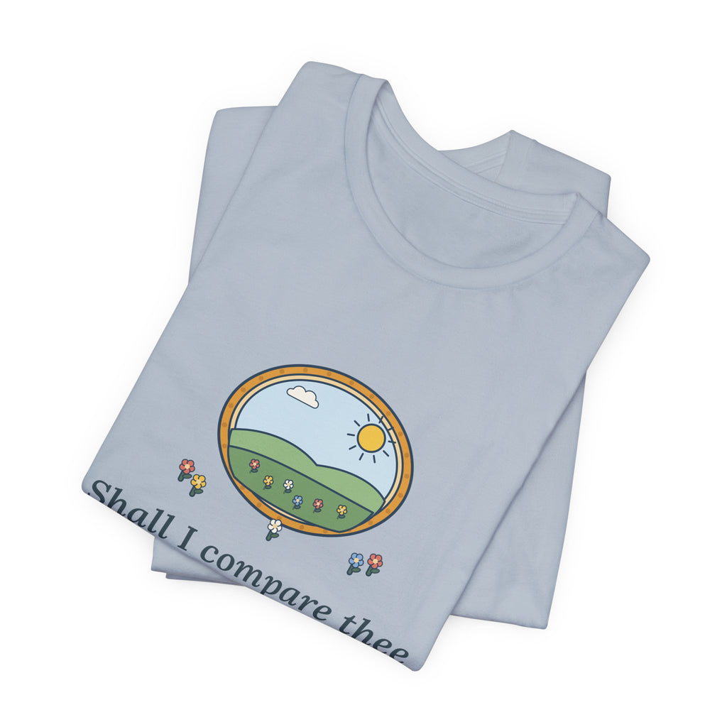 Shakespeare Quote T-Shirt, Shall I Compare Thee to a Summer's Day, Love Framed Meadow Tee