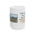 Took Her Up the Trail in Her Harness, Twelve Hikers Stopped for a Photo 15oz Mug, Large Funny Adventure Cat Coffee Mug