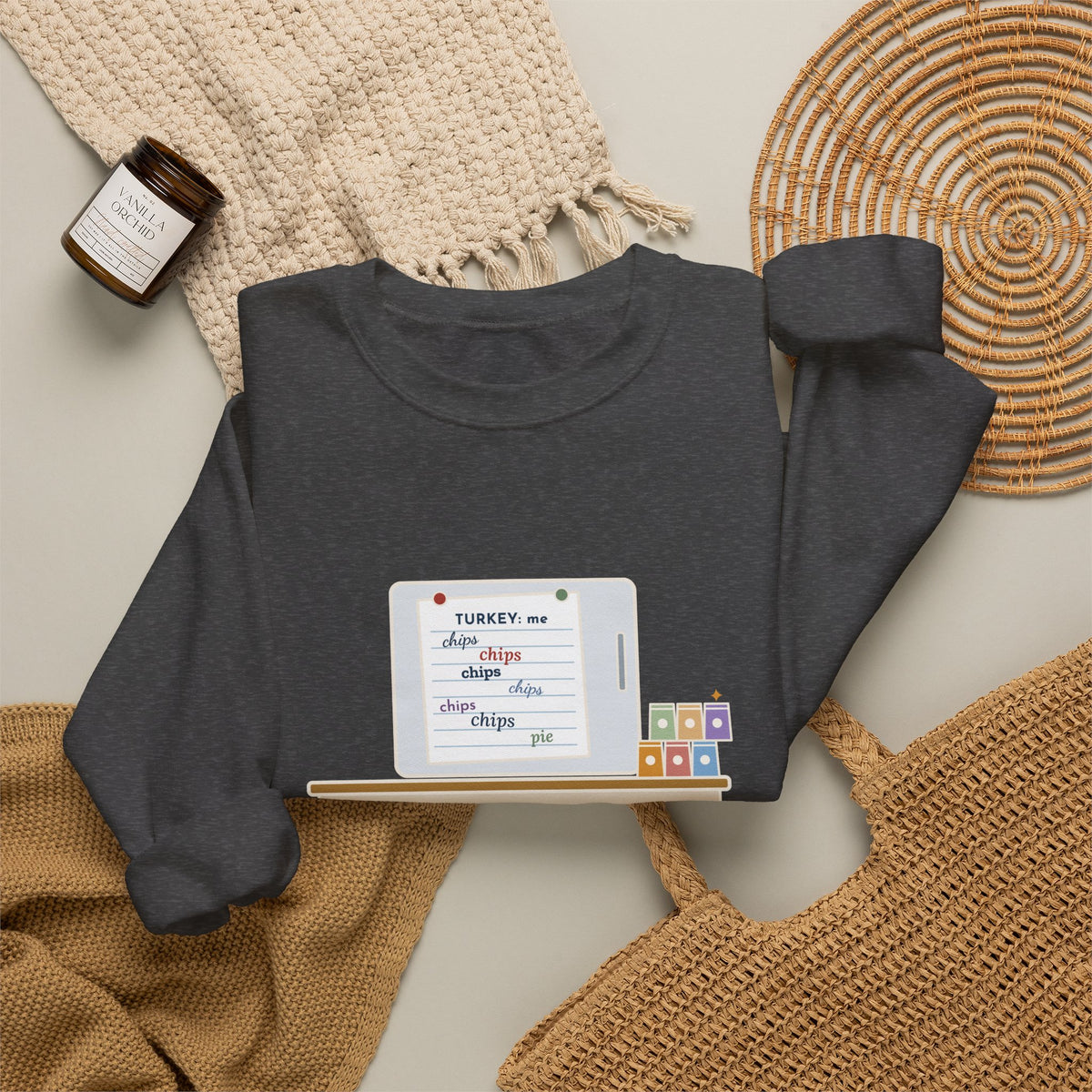 Friendsgiving Sweatshirt, Sign-Up Sheet, Eight Guests, Six Wrote Chips, Funny Potluck Sheet Crewneck