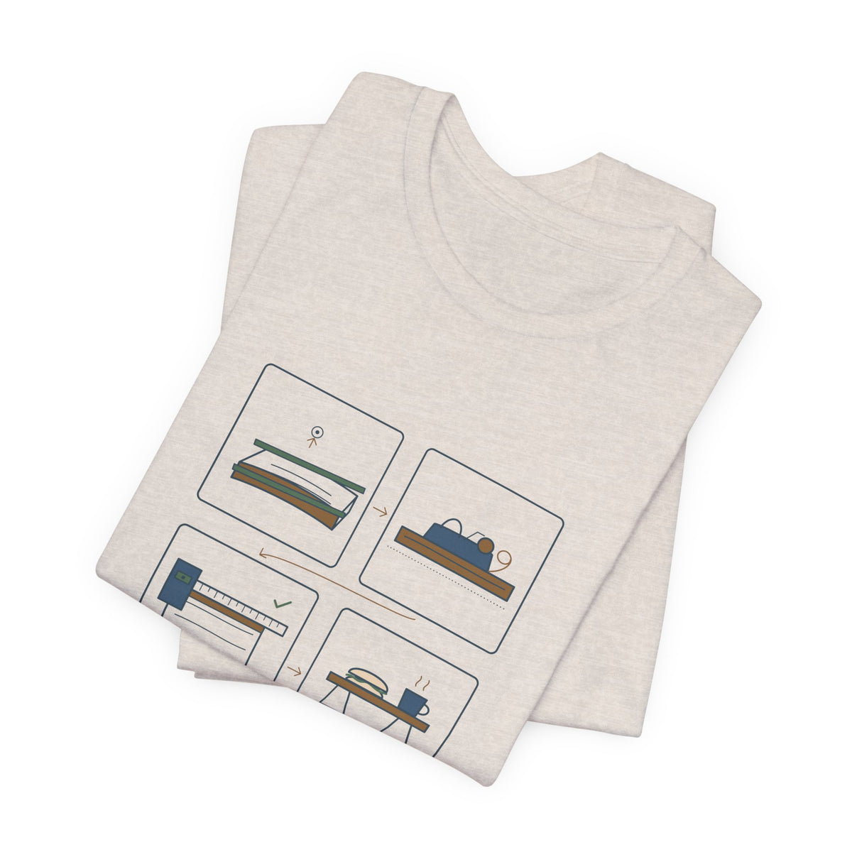 Woodworking T-Shirt - Flat, Straight, Square. Then Lunch. Woodworker Tee