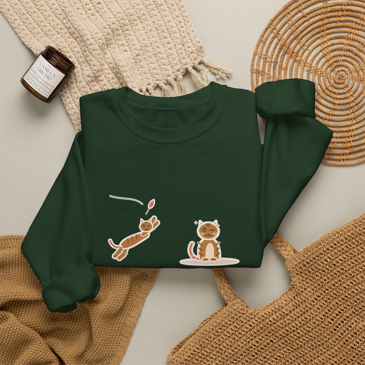 One-Eyed Cat Sweatshirt, Catches Every Toy I Throw and Winks Like It Was Easy, Funny Leap and Wink Crewneck