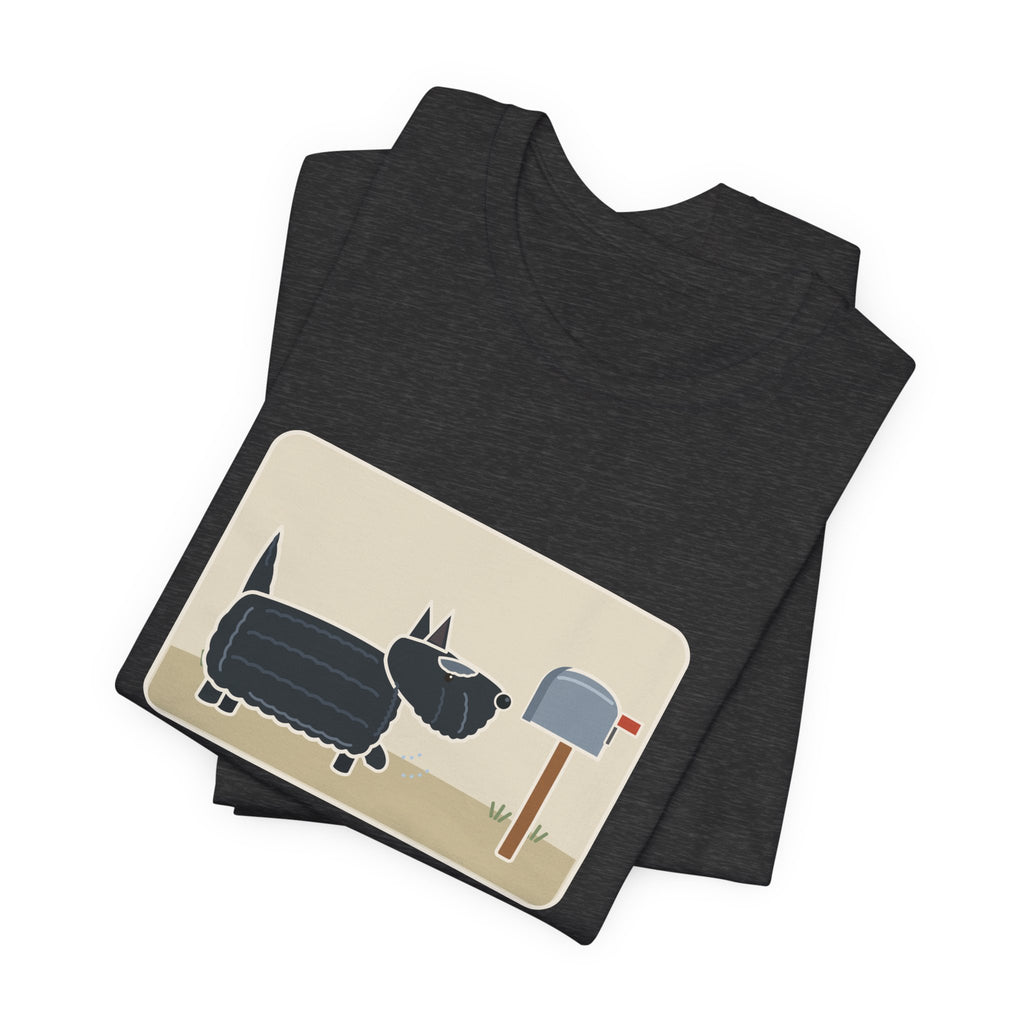 Scottish Terrier T-Shirt - Tail Straight Up Like a Carrot, Marching to the Mailbox Scottie Tee