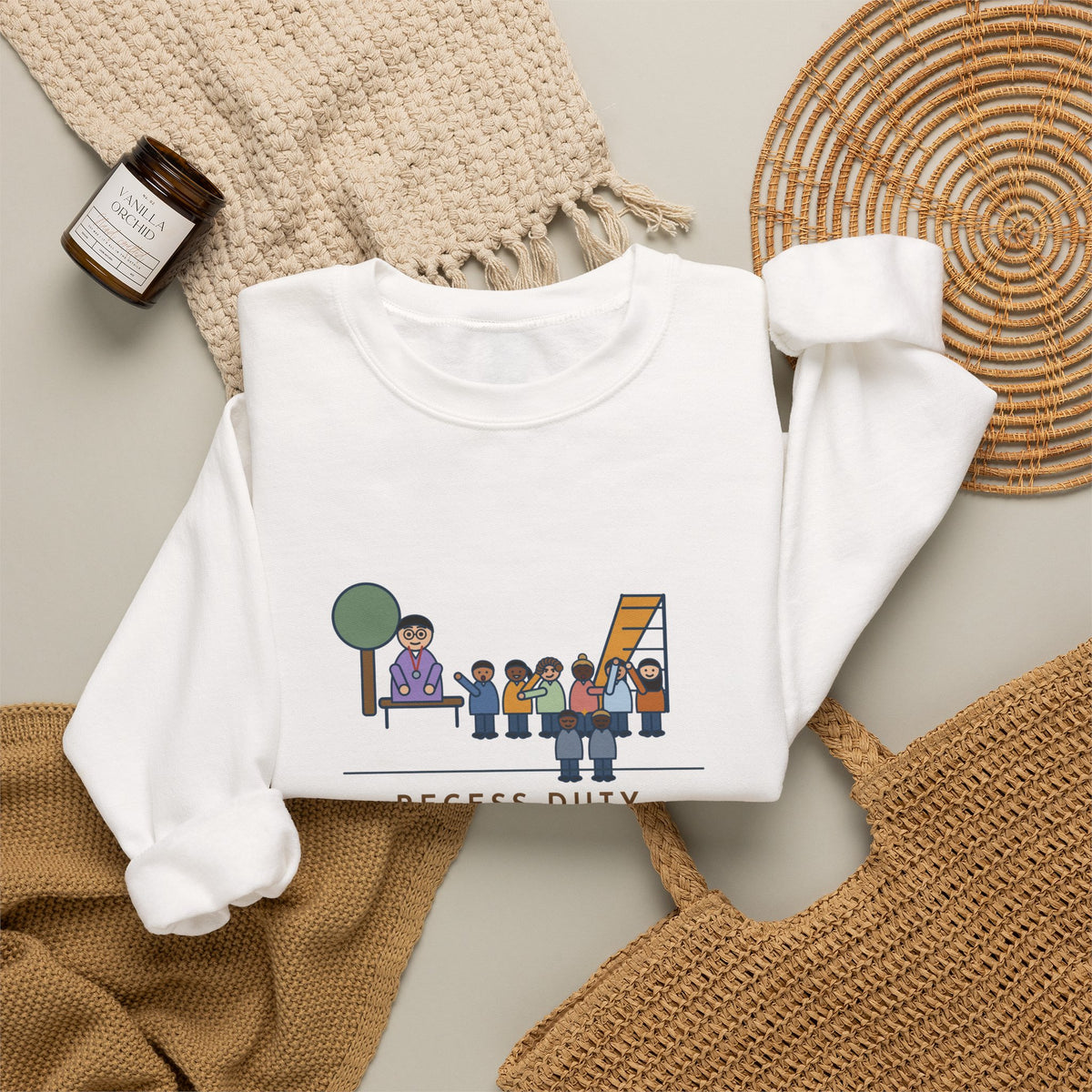 Recess Duty Crewneck Sweatshirt - Playground Tag Dispute, Six Witnesses