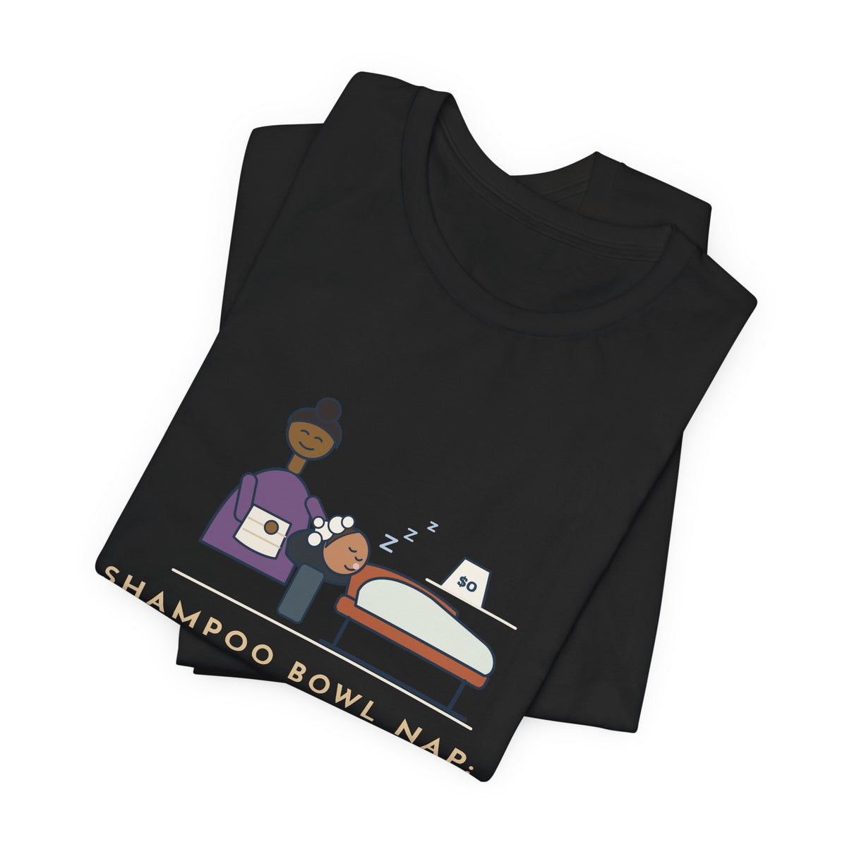 Salon Hairstylist T-Shirt - Shampoo Bowl Nap: Complimentary. Funny Stylist Tee