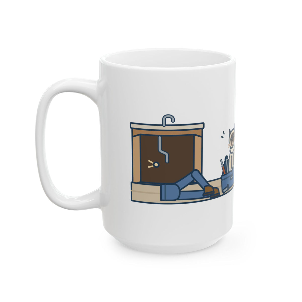 Large Birman Cat Mug 15oz - Greeted the Plumber at the Door, Then Took the Toolbox