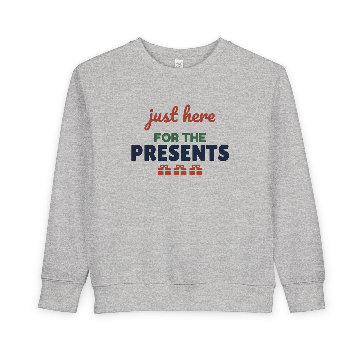 Just Here for the Presents Toddler Sweatshirt, Kids Christmas Crewneck
