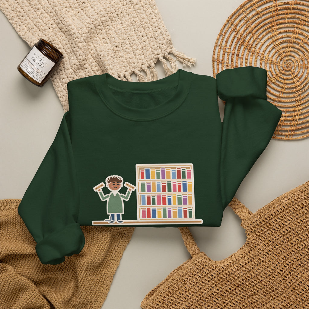 DIY Bookshelf Sweatshirt, Built It, Two Pieces Left Over, Holds Forty Books Anyway, Funny Finished Shelf Crewneck