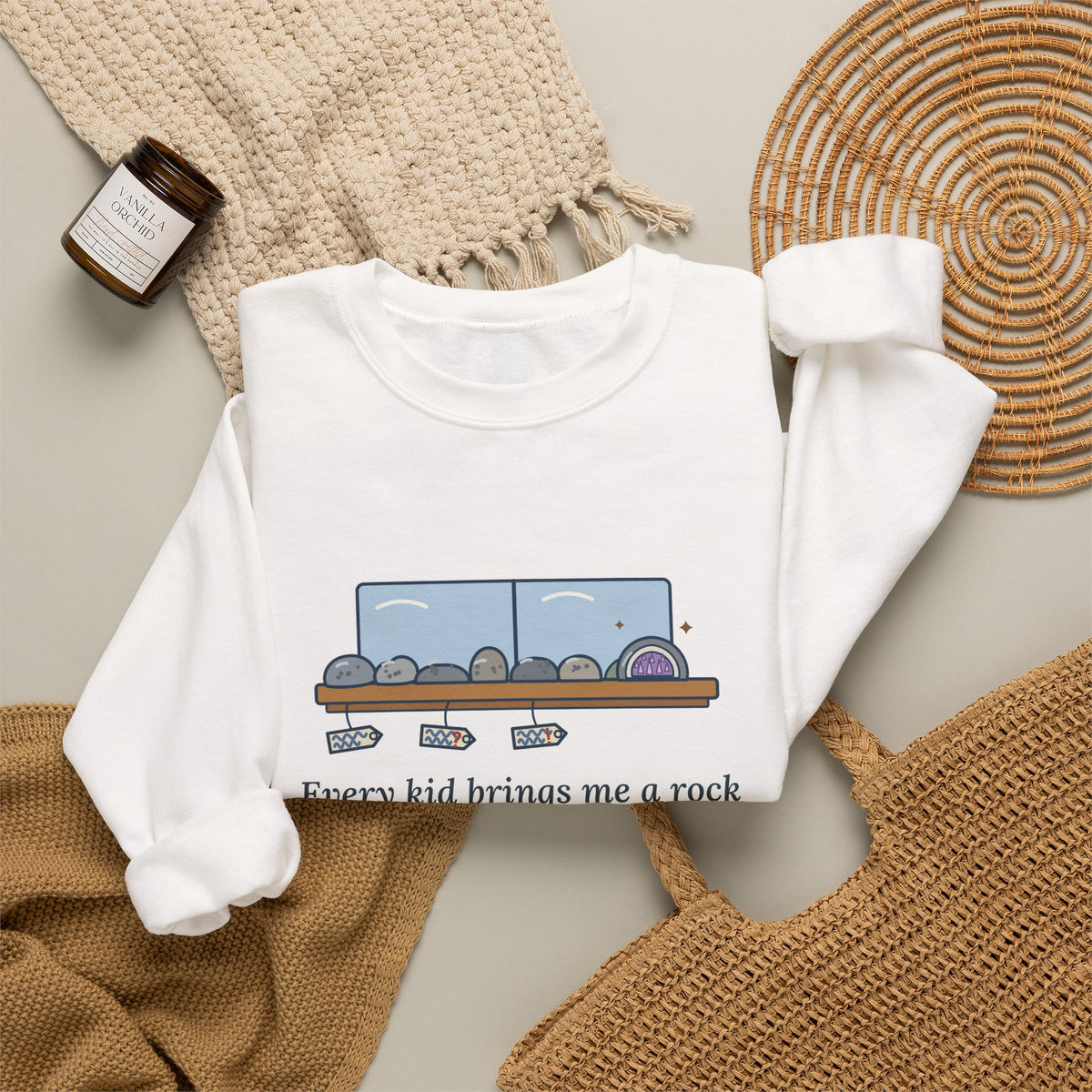 Earth Science Teacher Crewneck Sweatshirt - Every Kid Brings Me a Rock From Their Driveway