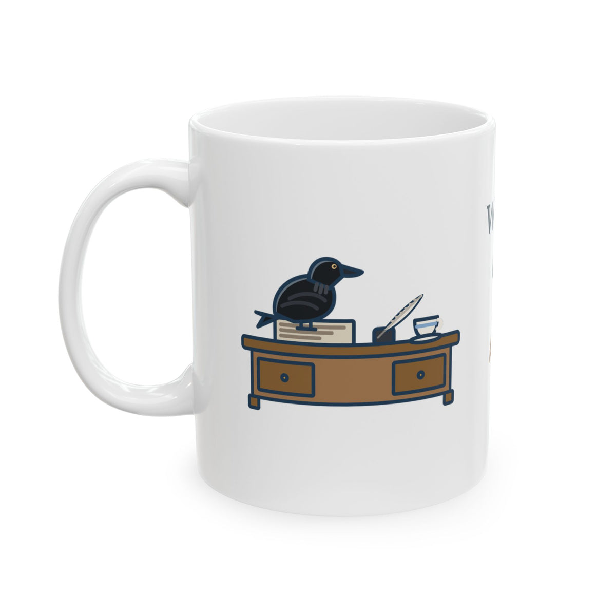 Lewis Carroll Bookish Quote Mug, Why Is a Raven Like a Writing-Desk, Whimsical Raven on the Desk Coffee Mug 11oz
