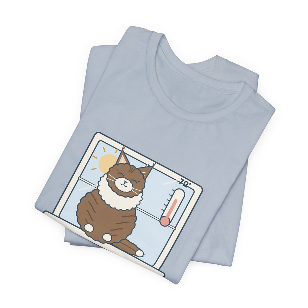 Norwegian Forest Cat T-Shirt - Wears a Winter Coat to the Windowsill Fluffy Cat Tee