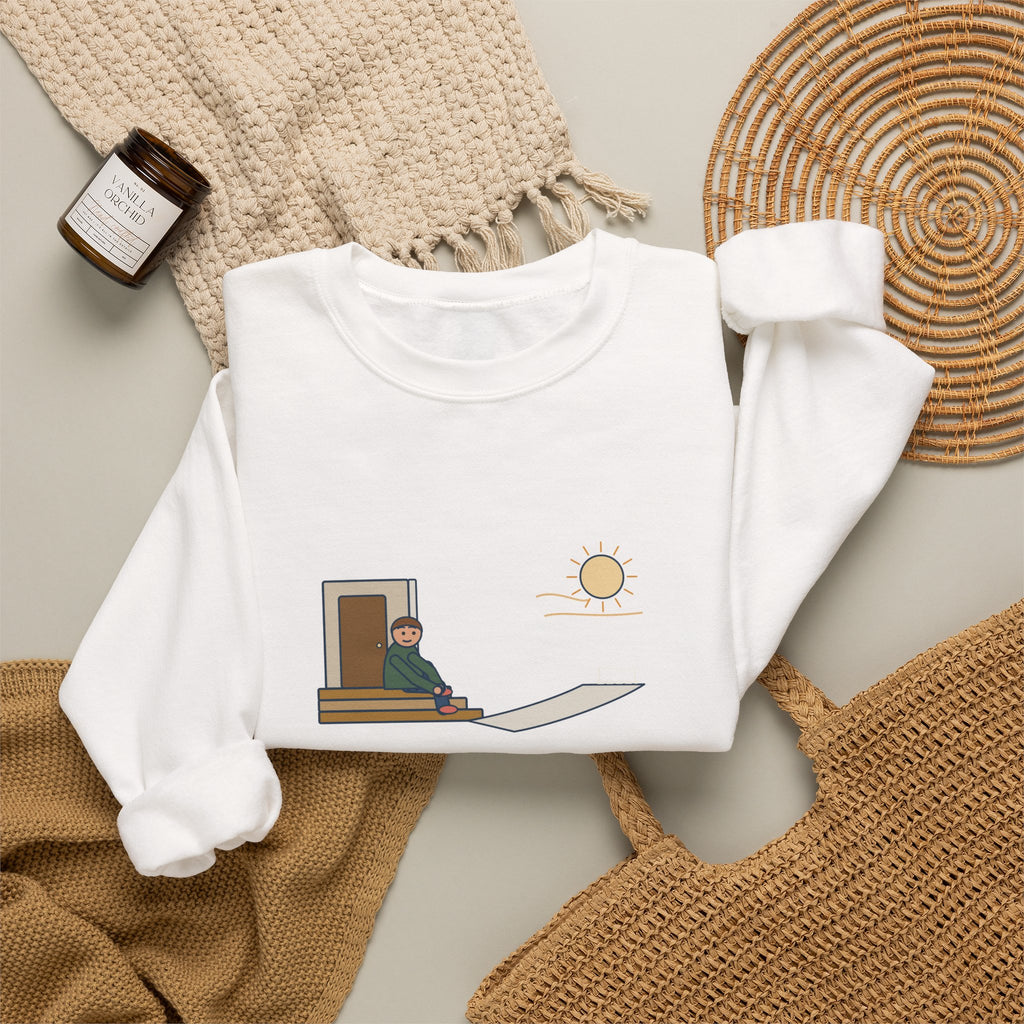 First, Say to Yourself What You Would Be Sweatshirt, Stoic Epictetus Quote Crewneck with Porch Runner