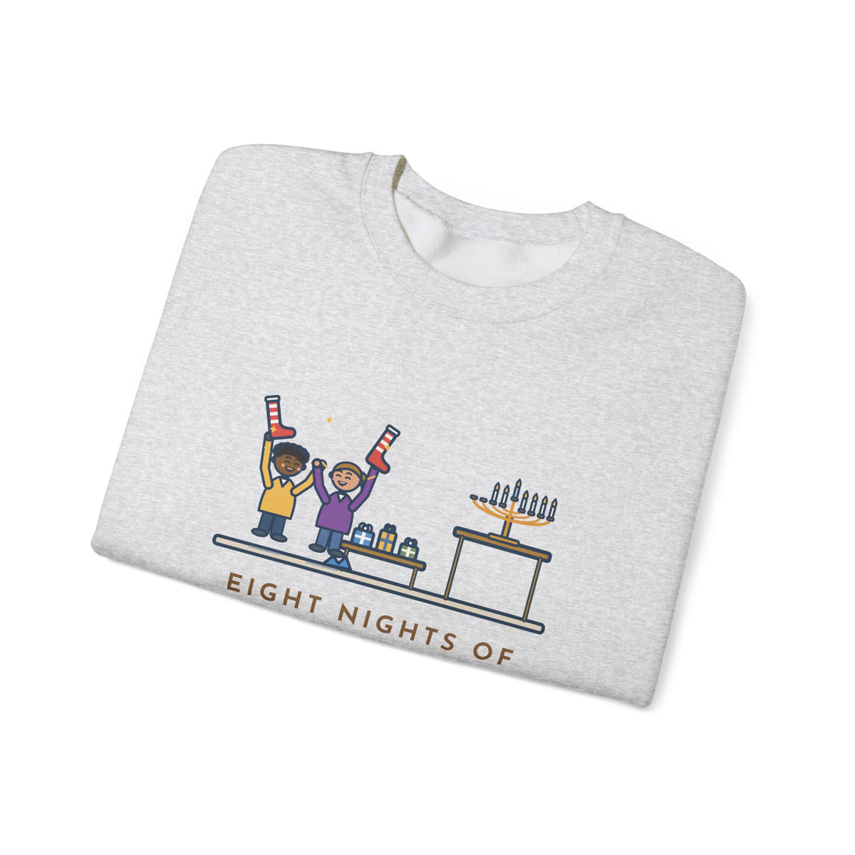 Hanukkah Sweatshirt, Eight Nights of Gifts, Night Six Was Socks, the Kids Cheered Anyway, Funny Night Six Crewneck
