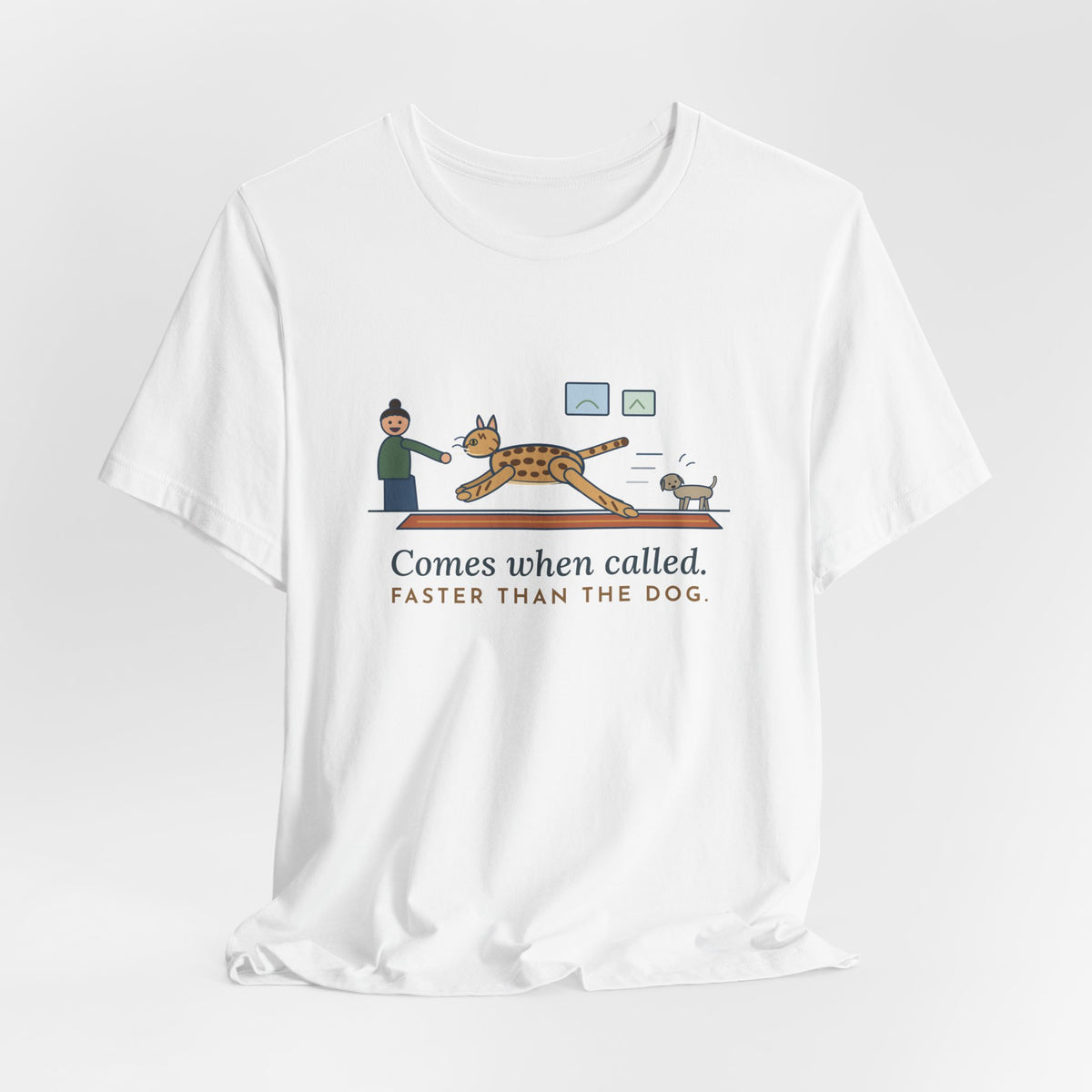 Ocicat T-Shirt - Comes When Called, Faster Than the Dog Funny Cat Tee