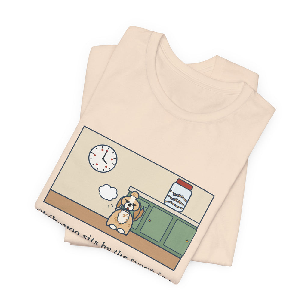Funny Shih-Poo T-Shirt, Sits by the Treat Jar and Sighs Loudly Every Eleven Minutes, Treat Jar Vigil Tee