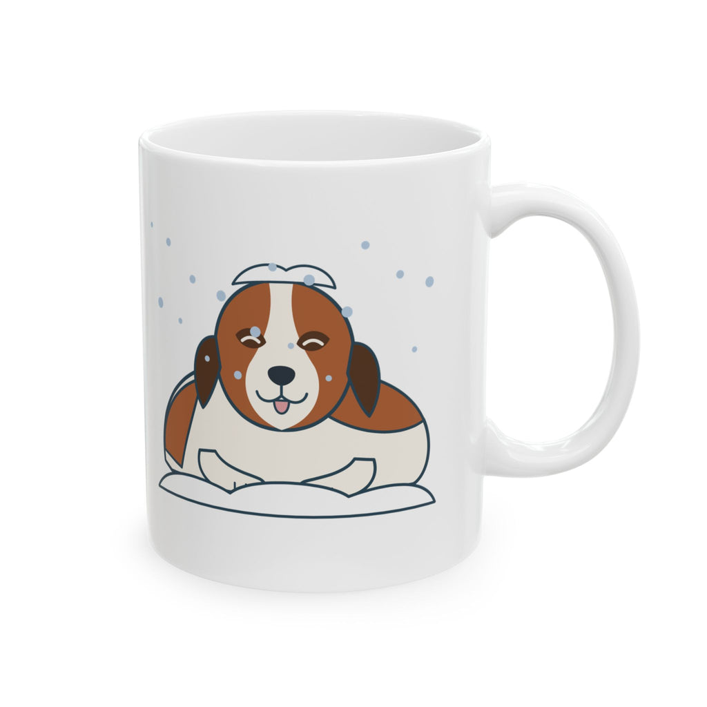 Saint Bernard Winter Coffee Mug - Inside Dog Until the First Big Snow. 11oz Snow Dog Gift