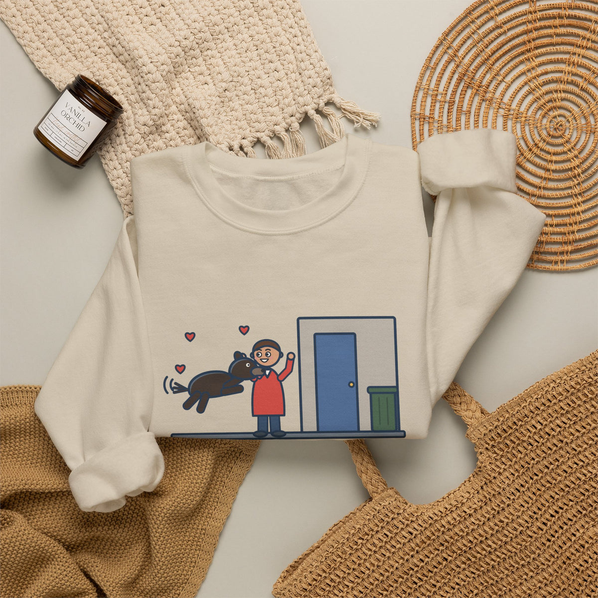 Dog Greeting Sweatshirt, Took Out the Trash, The Dog Greeted Me Like I'd Been Gone a Year, Funny Front Door Welcome Crewneck