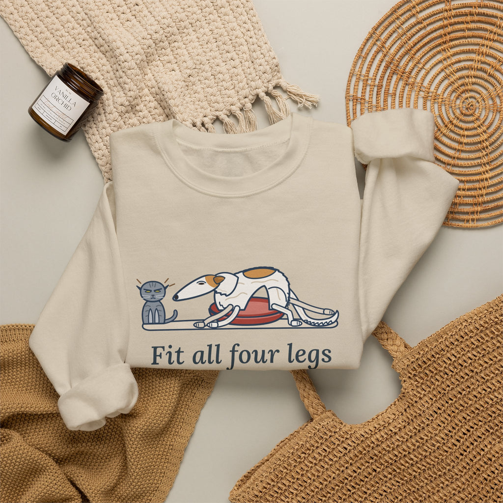 Borzoi Crewneck Sweatshirt - All Four Legs in the Cat Bed Sighthound Owner Gift
