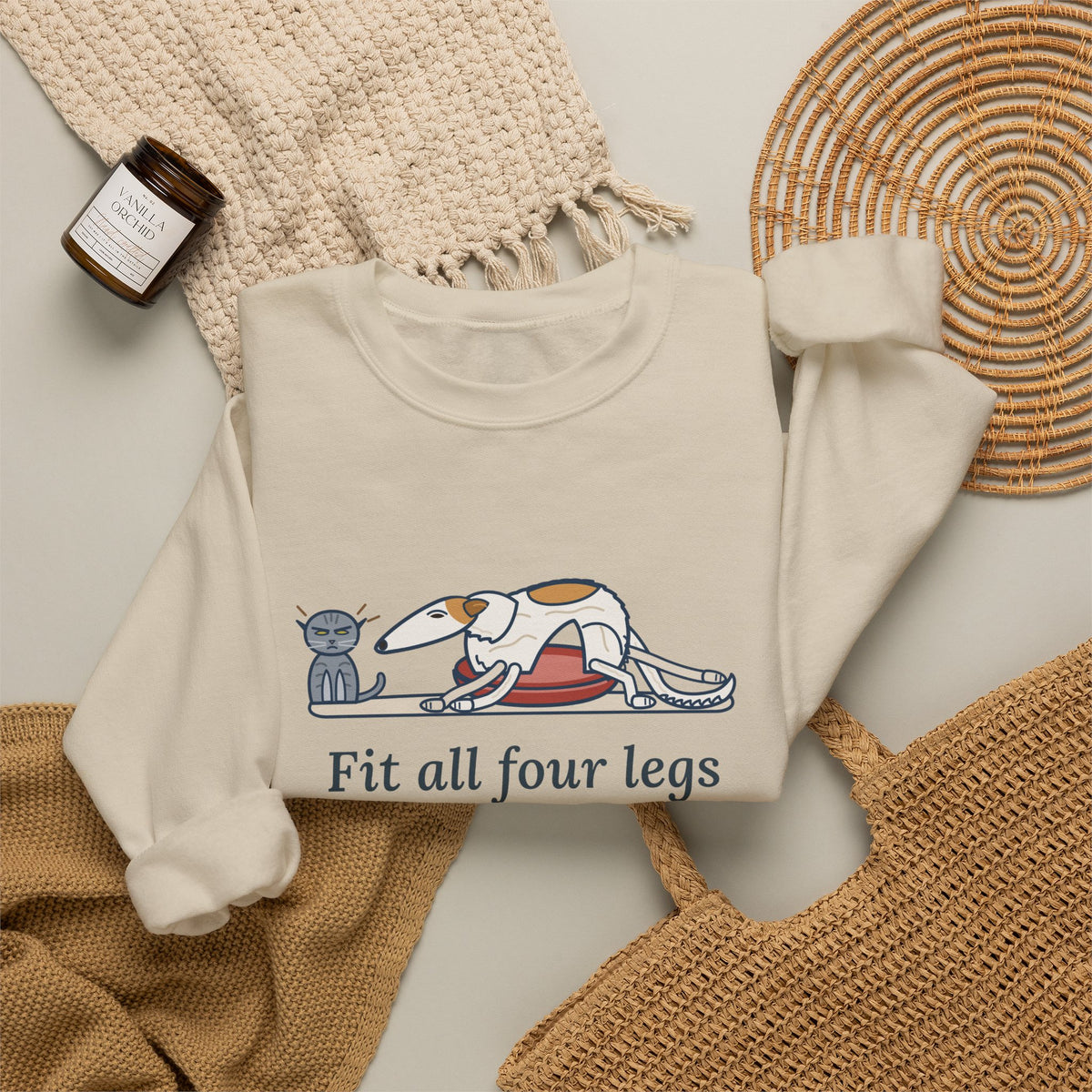 Borzoi Crewneck Sweatshirt - All Four Legs in the Cat Bed Sighthound Owner Gift
