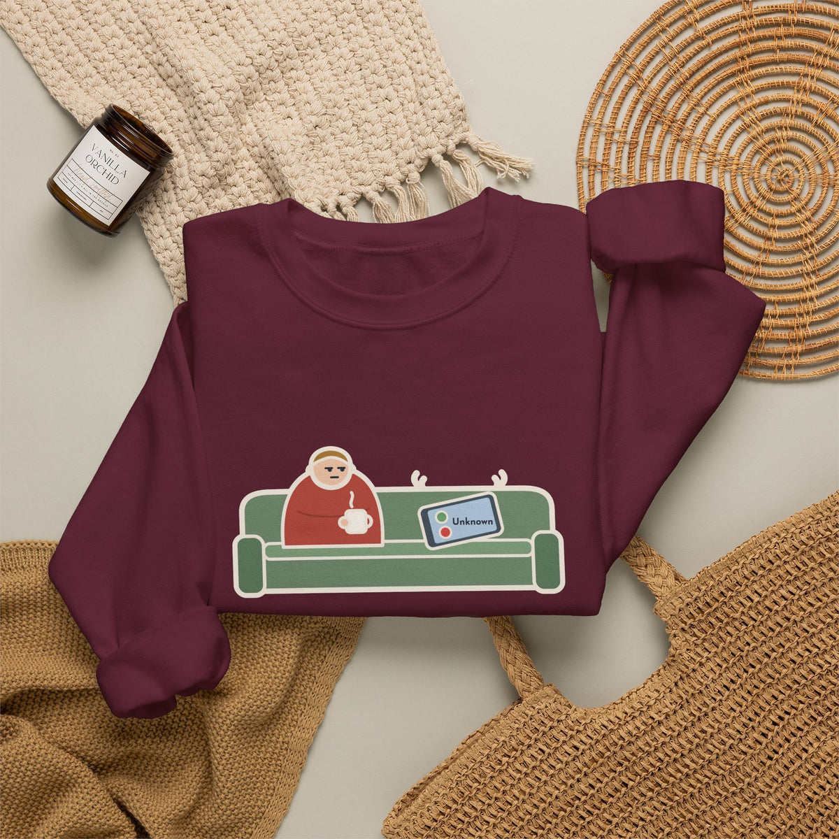 Unknown Number Sweatshirt, Let It Ring, Then Waited for the Text, Funny Couch Calm Crewneck