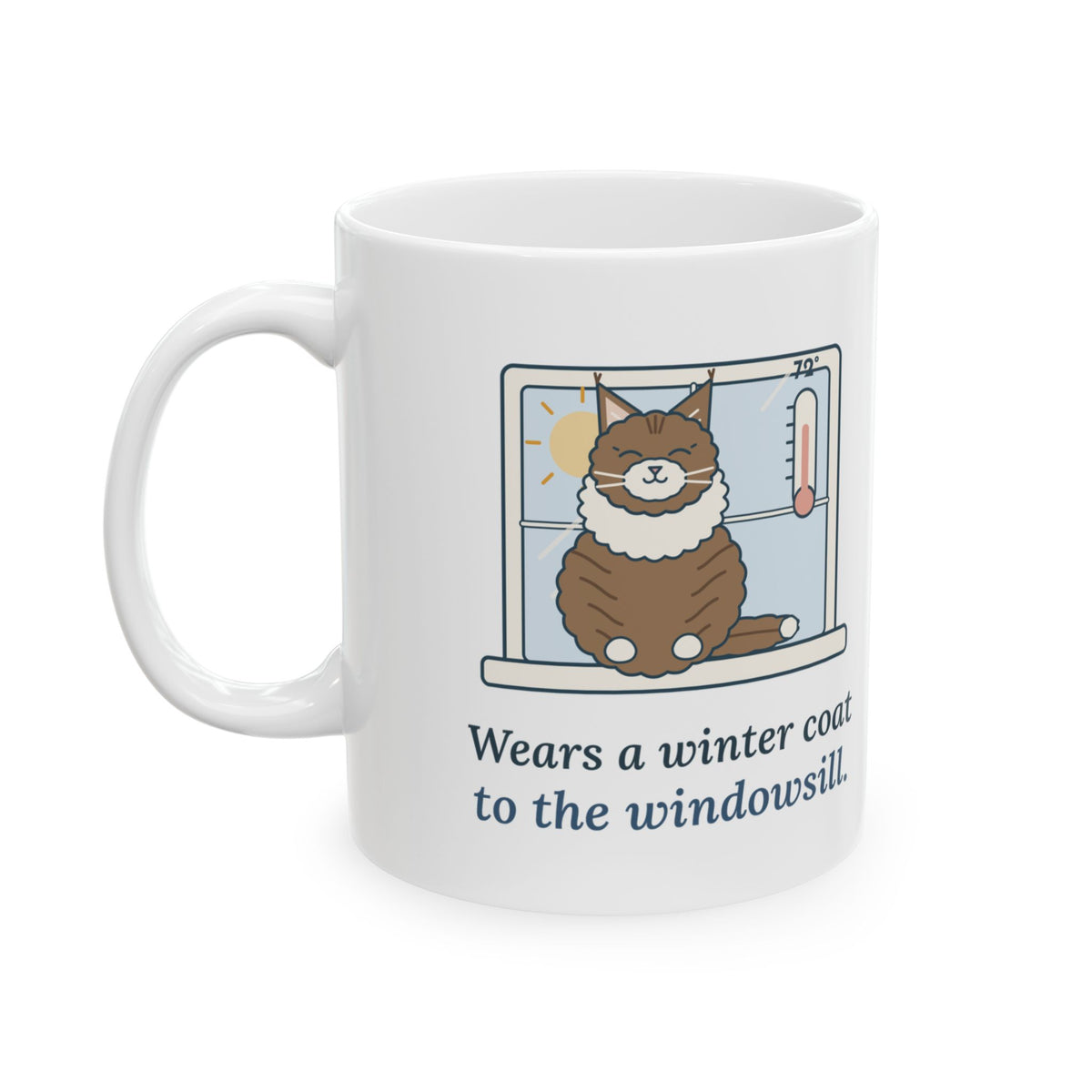 Norwegian Forest Cat Coffee Mug - Wears a Winter Coat to the Windowsill Cat Owner Mug