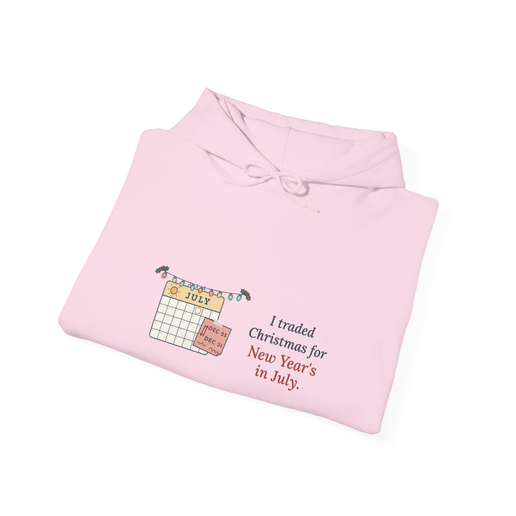Holiday Nurse Hoodie - I Traded Christmas for New Year's in July Holiday Shift Hooded Sweatshirt