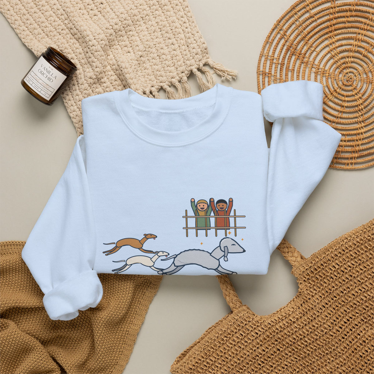 Bedlington Terrier Crewneck Sweatshirt - Outran the Whippets, Still Fluffy