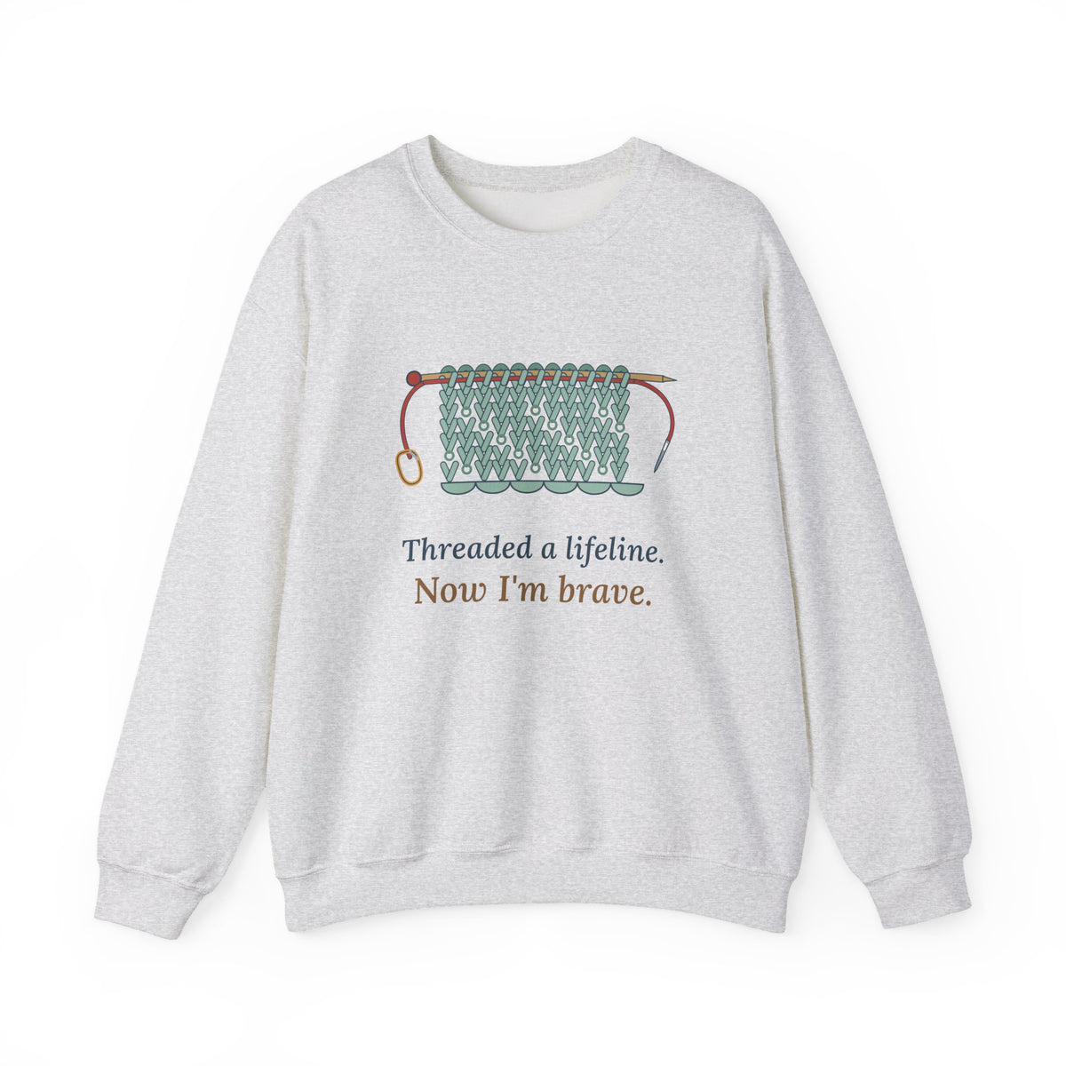 Lace Knitting Crewneck Sweatshirt - Threaded a Lifeline. Now I'm Brave.