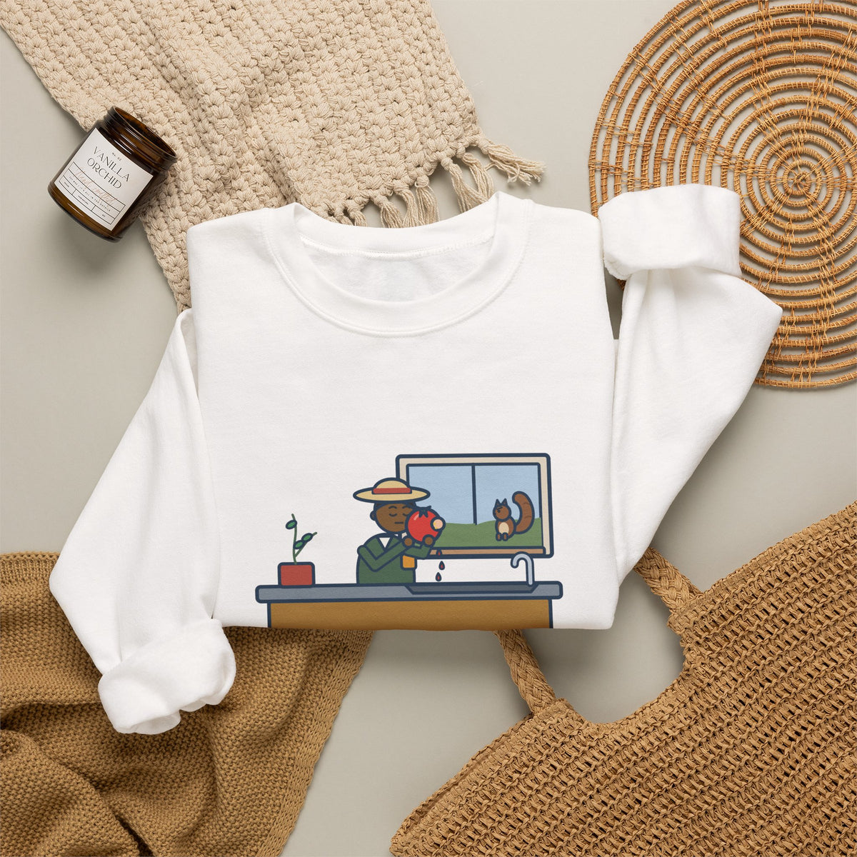 Saved One Tomato From the Squirrels Sweatshirt, Funny Gardener Crewneck with Sink Tomato