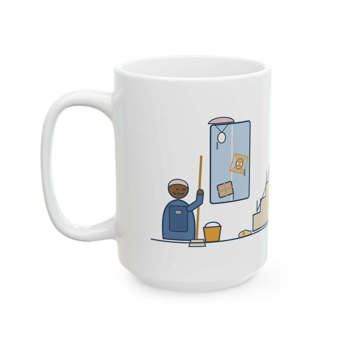 Large High School Physics Teacher Mug 15oz - Egg Drop Day. The Custodian Already Knows.