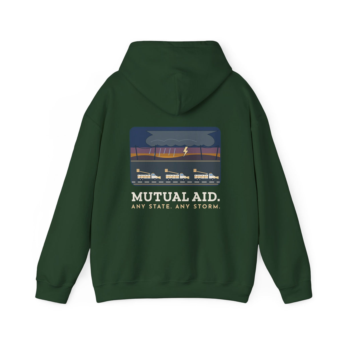 Lineworker Hoodie - Mutual Aid. Any State. Any Storm. Lineman Gift Hoodie