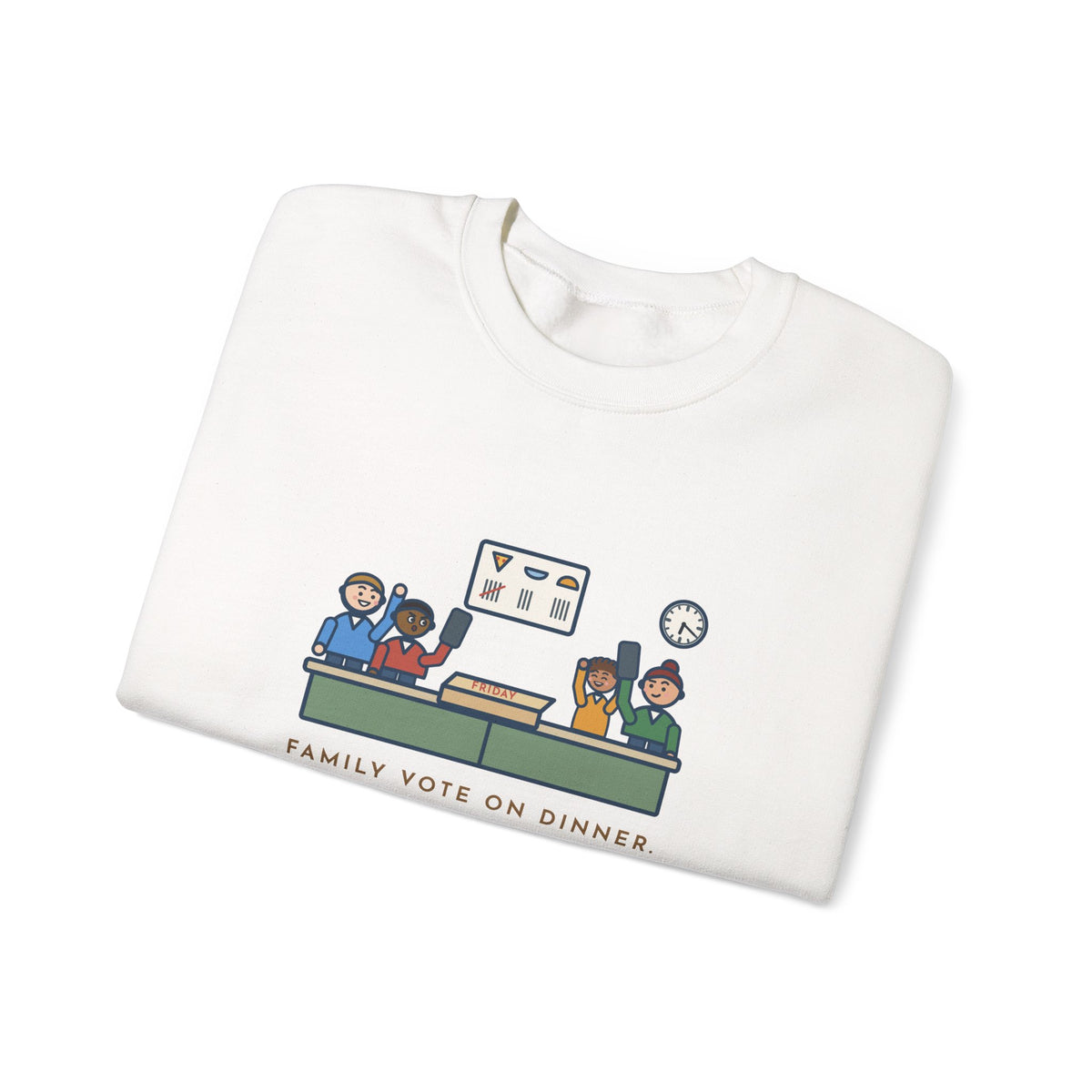 Family Dinner Sweatshirt, Twenty Minutes of Debate, Same Pizza Place as Last Friday, Funny Kitchen Vote Crewneck
