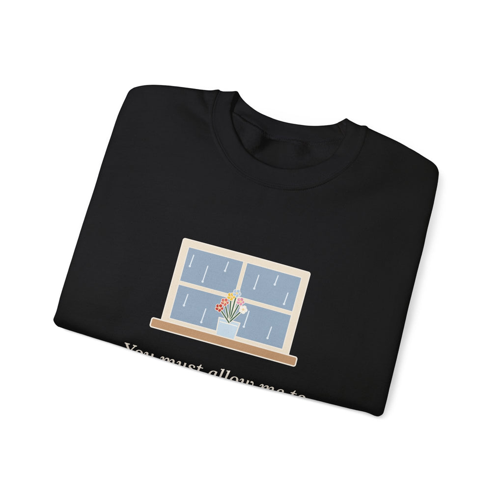 How Ardently I Admire and Love You Sweatshirt, Romance Jane Austen Quote Crewneck with Rainy Window