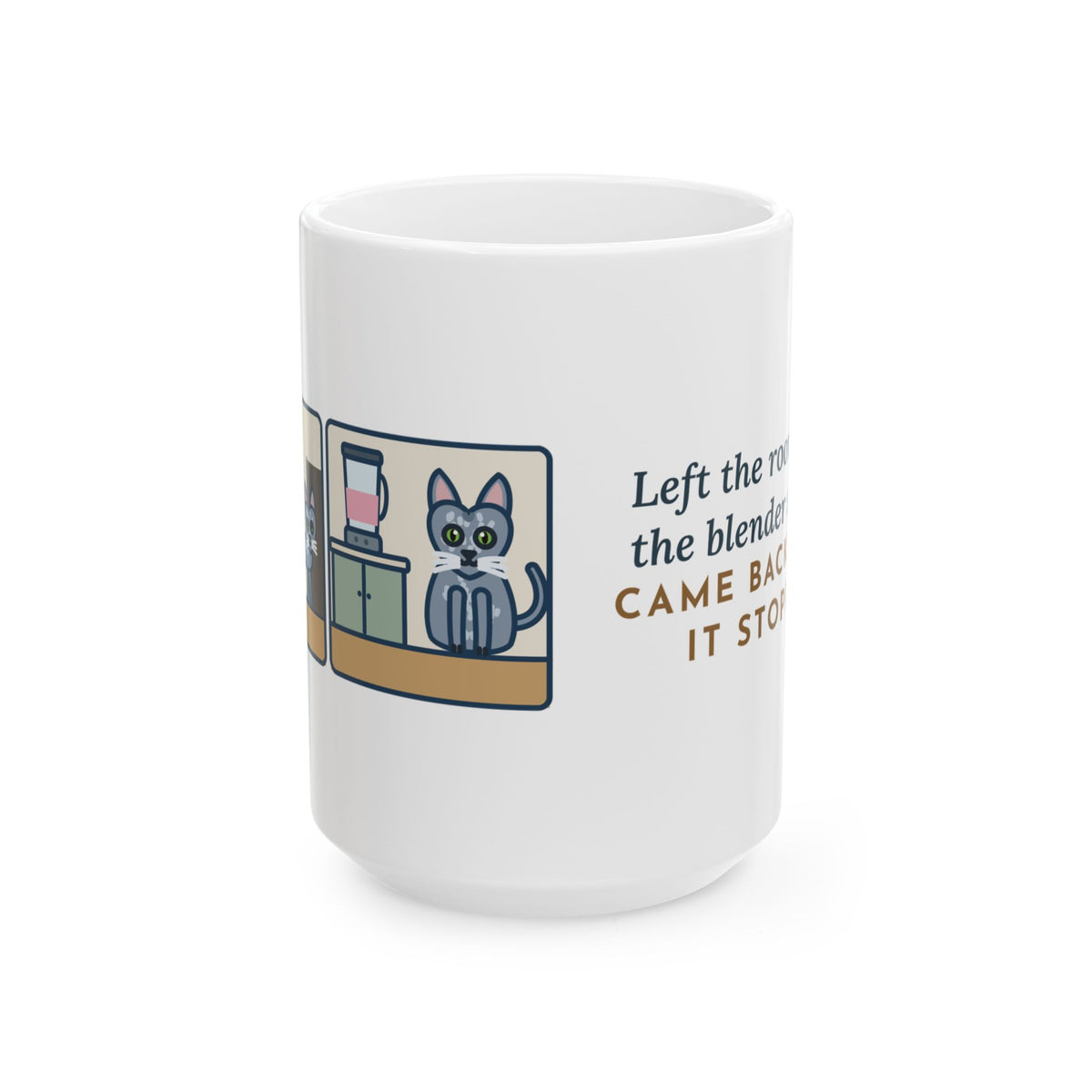 Large 15oz Korat Mug - Blender Exit and Return Silver-Blue Green-Eyed Cat Gift