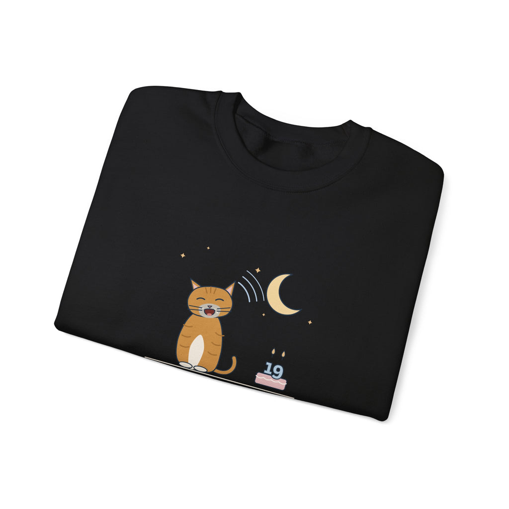 Senior Cat Crewneck Sweatshirt - Nineteen Years Old. Yells at 3 a.m. Earned It.