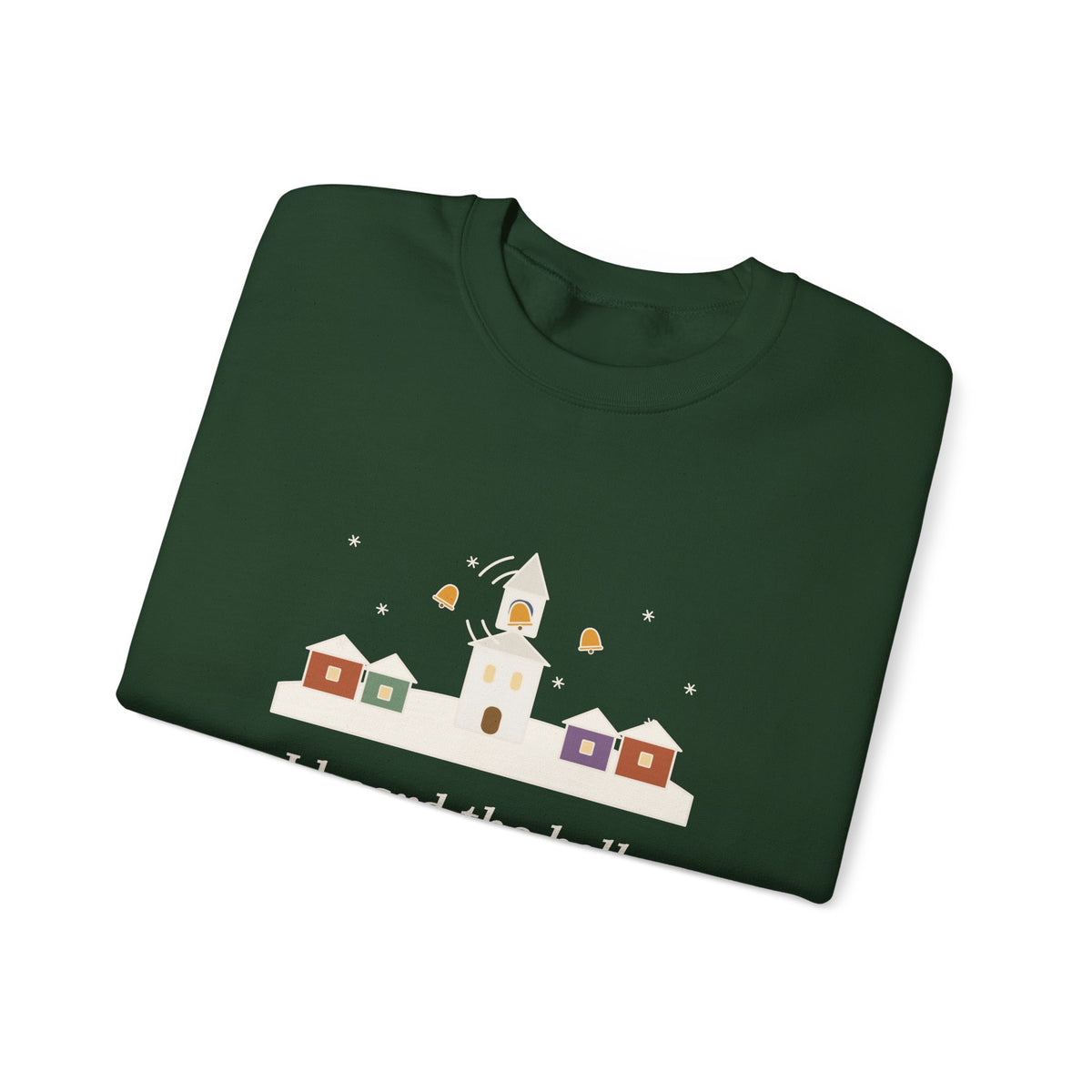 I Heard the Bells on Christmas Day Sweatshirt, Christmas Longfellow Quote Crewneck with Village Bell Tower