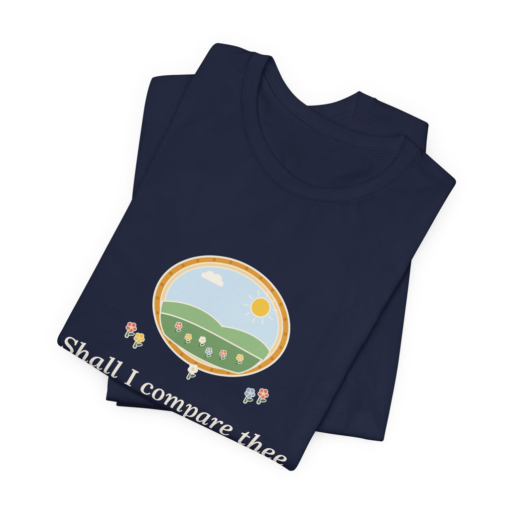 Shakespeare Quote T-Shirt, Shall I Compare Thee to a Summer's Day, Love Framed Meadow Tee