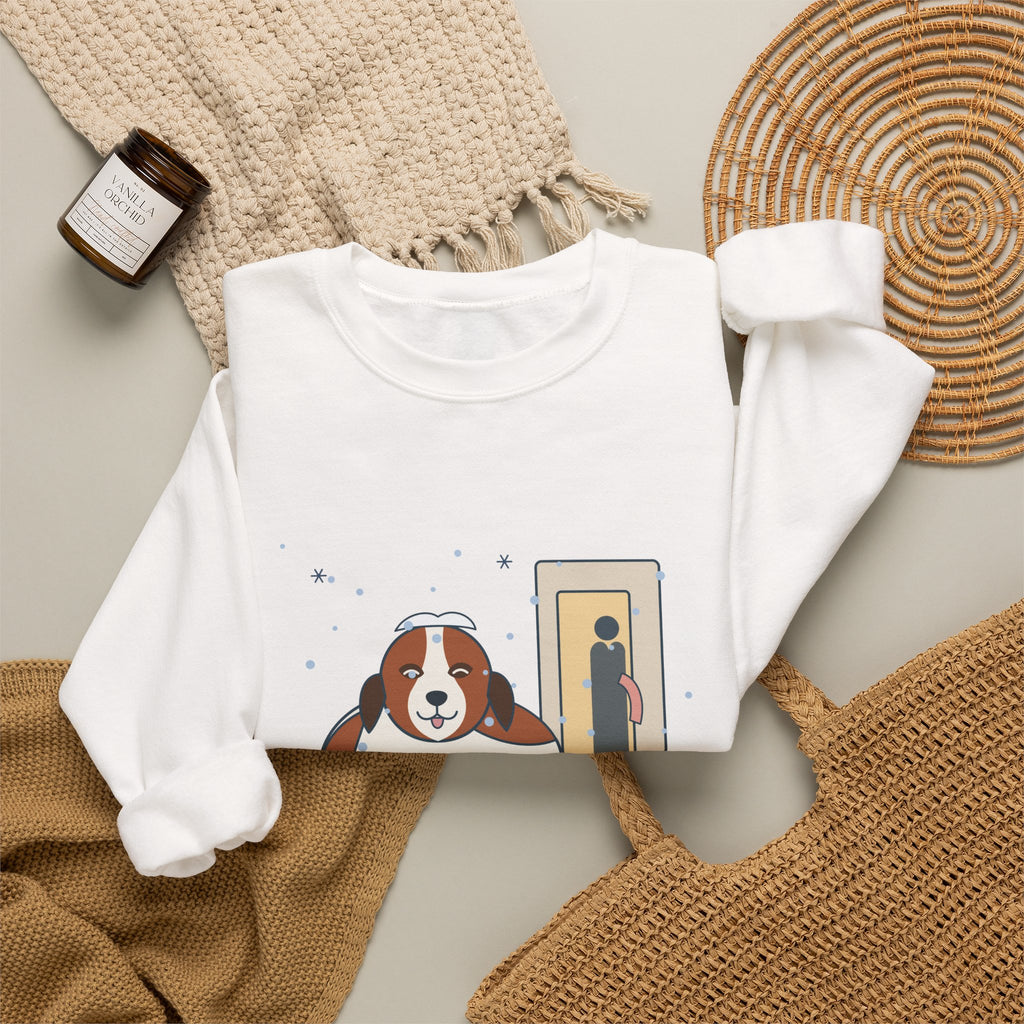 Saint Bernard Winter Crewneck Sweatshirt - Inside Dog Until the First Big Snow Big Dog Gift