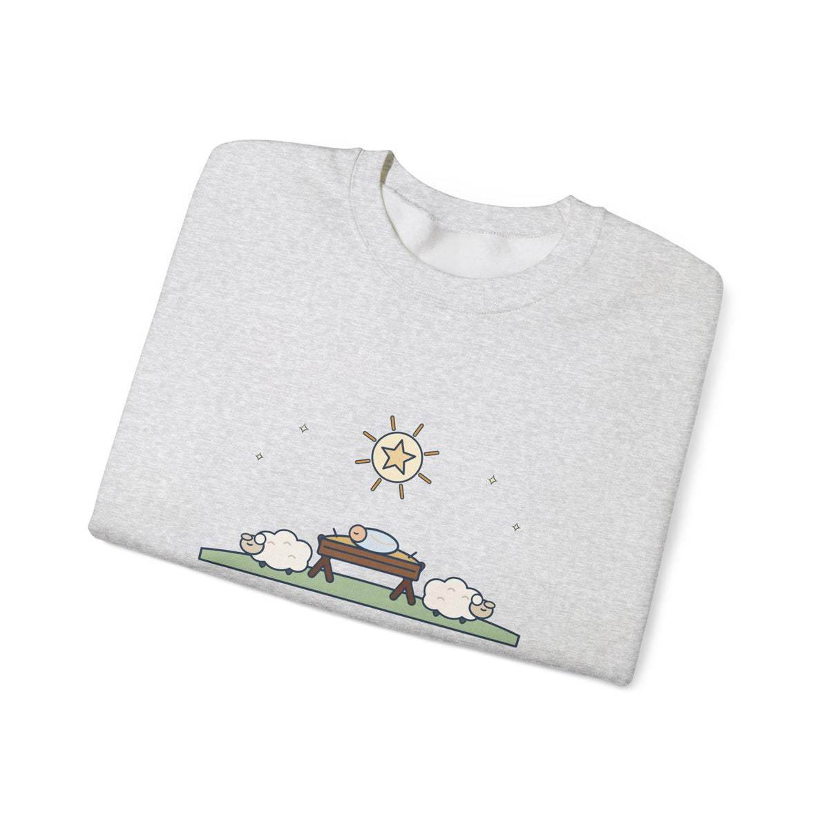 Away in a Manger Sweatshirt, Christmas Anonymous Quote Crewneck with Manger and Lambs