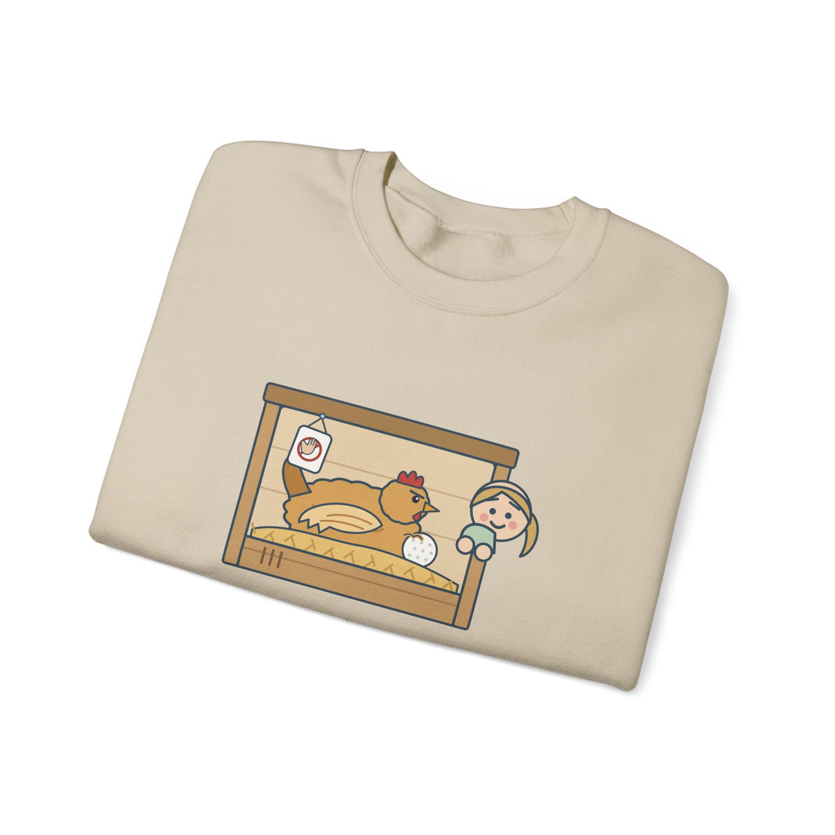 Backyard Chickens Crewneck Sweatshirt - She's Been Sitting on a Golf Ball for Three Days