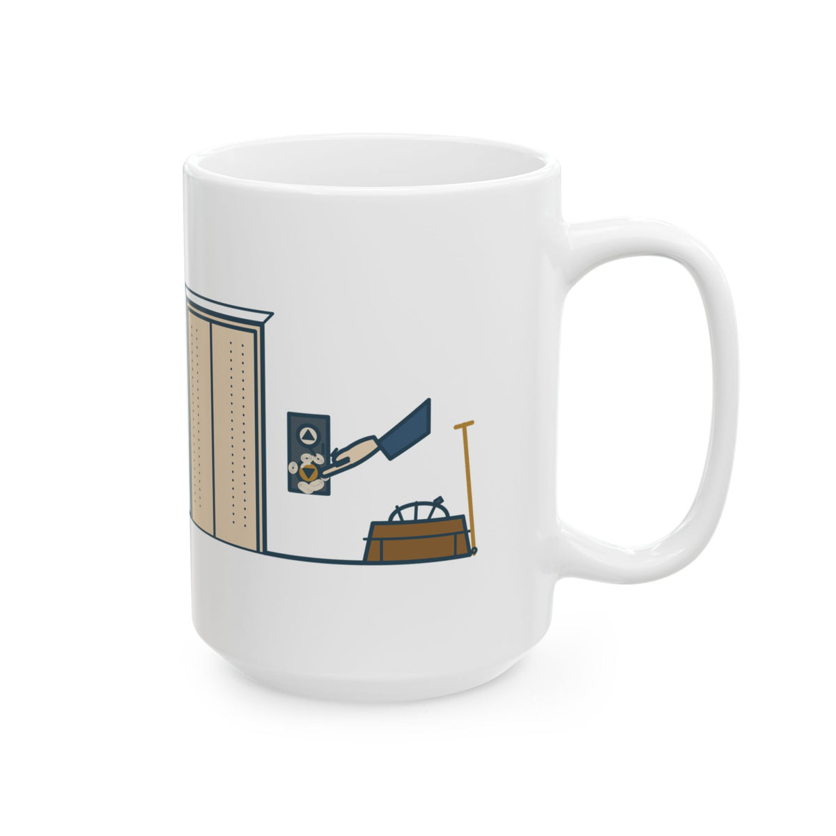 Large 15oz Elevator Mechanic Mug - Press It Once. I Promise It Heard You. Trade Gift