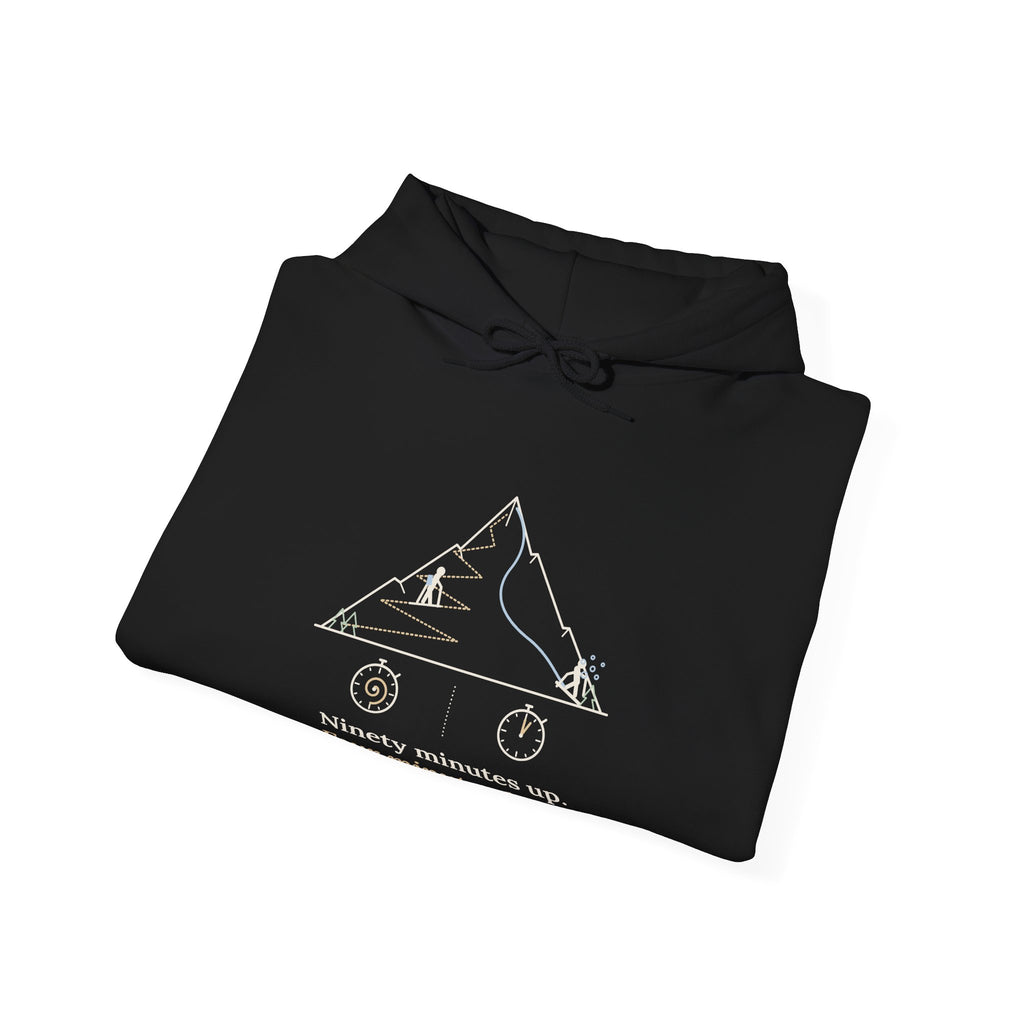 Ski Touring Hoodie - Ninety Minutes Up, Four Minutes Down Backcountry Skier Hooded Sweatshirt