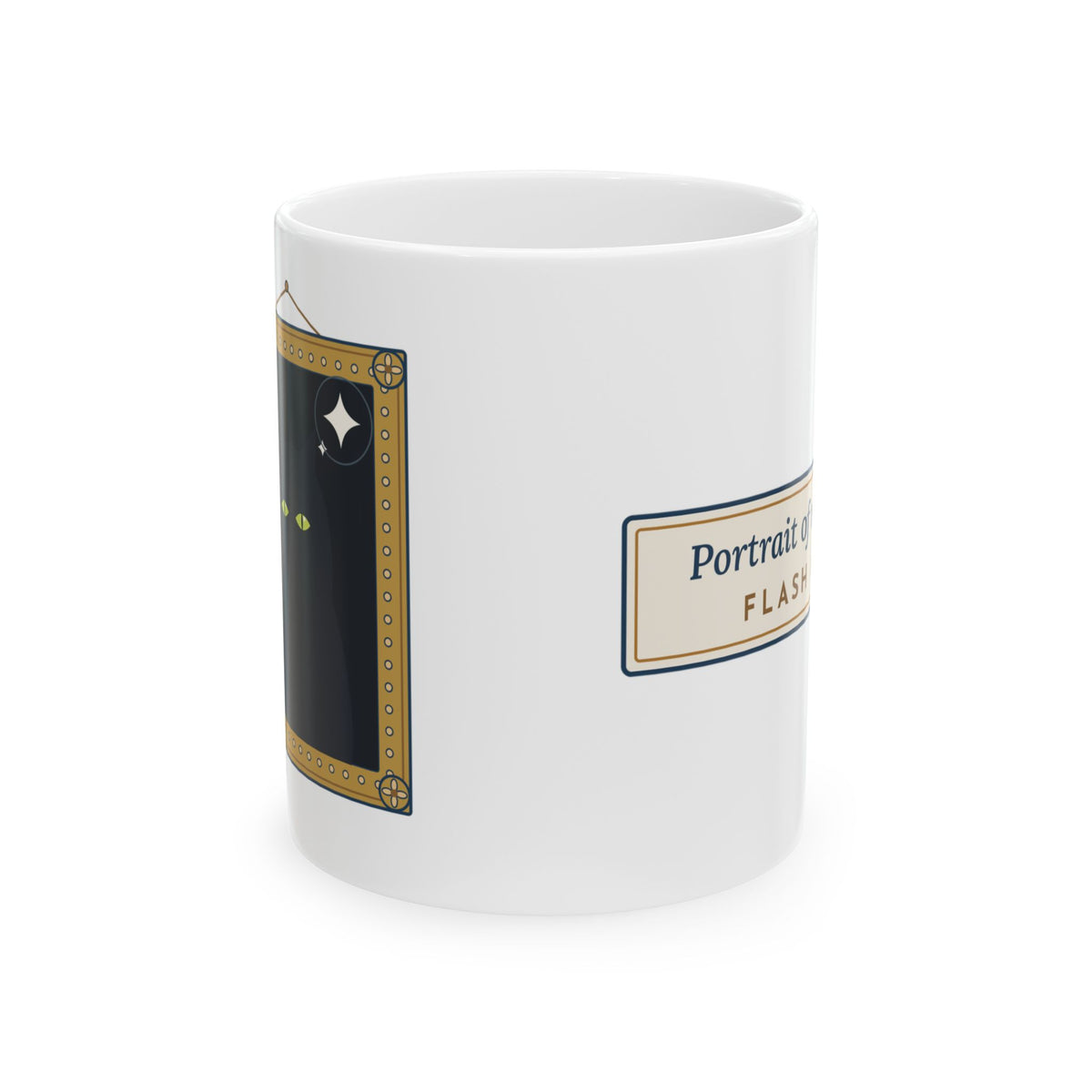 Black Cat Coffee Mug - Portrait of My Cat, Flash On. Funny Cat Photo Gift Mug