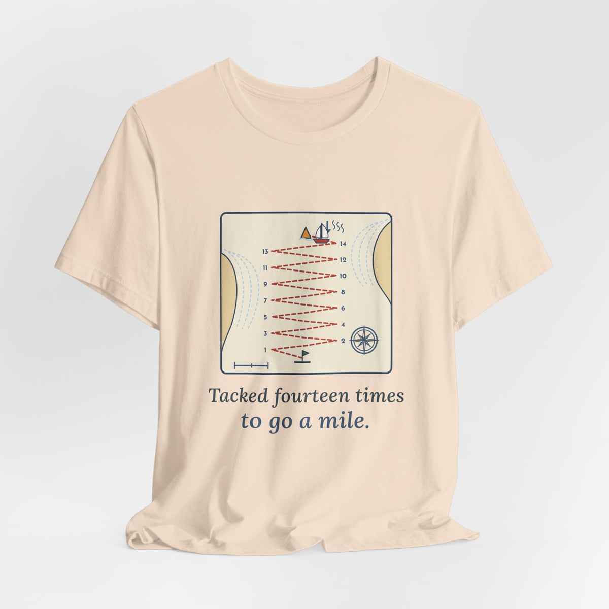 Sailing T-Shirt - Tacked Fourteen Times to Go a Mile Funny Sailor Tee