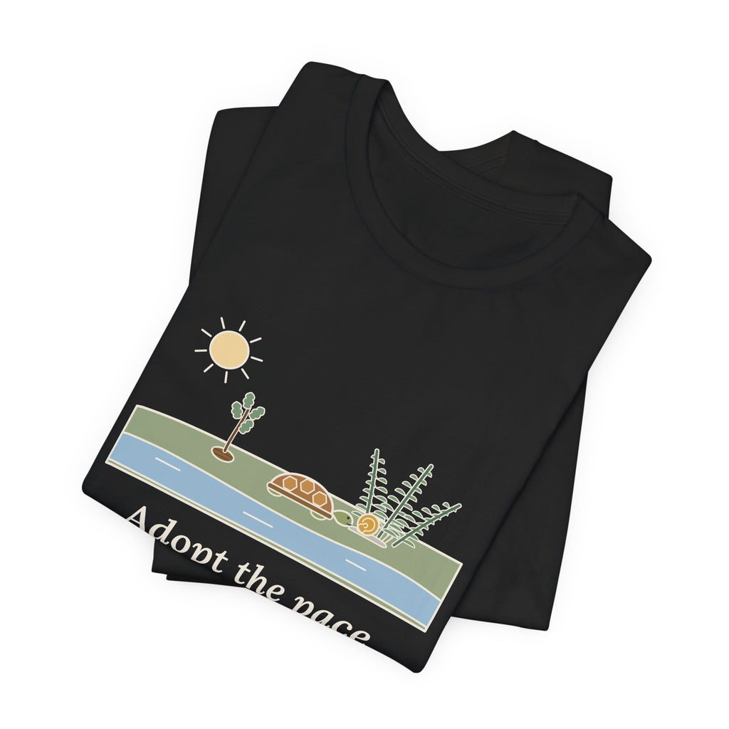 Emerson Quote T-Shirt, Adopt the Pace of Nature, Her Secret Is Patience, Nature Tortoise and Snail Tee